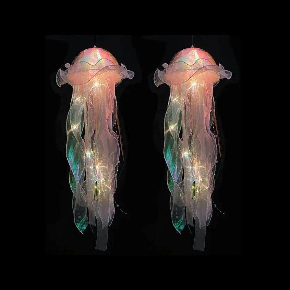 LED Jellyfish Lamp Colored DIY Mermaid Jellyfish Light Hand-held Luminous Lantern Girls Birthday Party Wedding Decor Night Light