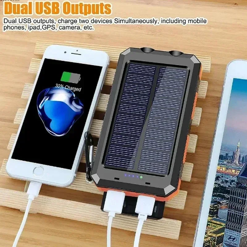 200000mAh Solar Power Bank Fast Charging Portable Large Capacity Charger Compatible For IOS Android USB-A and USB-C