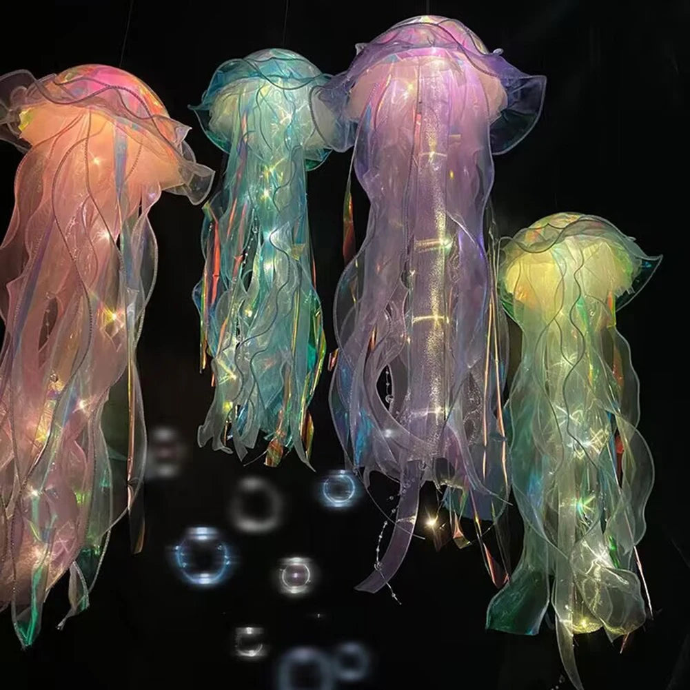 LED Jellyfish Lamp Colored DIY Mermaid Jellyfish Light Hand-held Luminous Lantern Girls Birthday Party Wedding Decor Night Light
