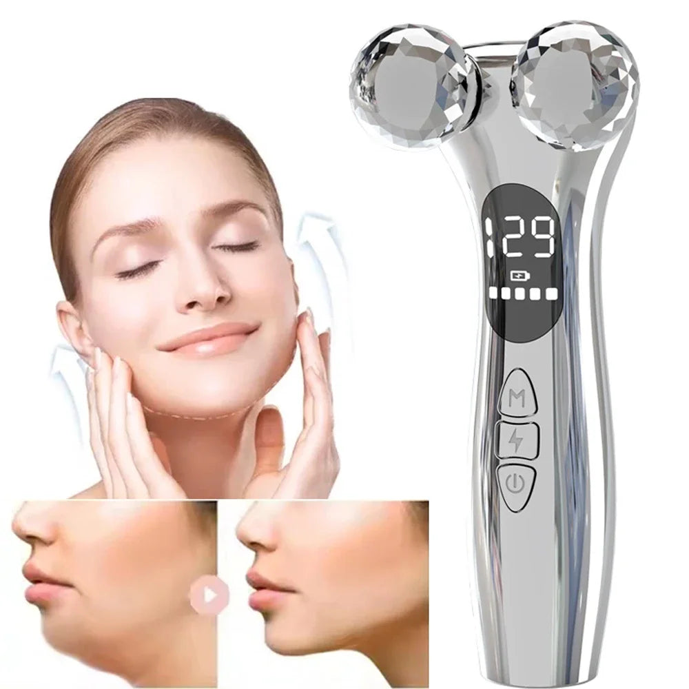 Upgrade Electric Facial Micro-current Beauty Instrument LED Display Face Lift Roller Massager Skin Tighten Massage Beauty Device