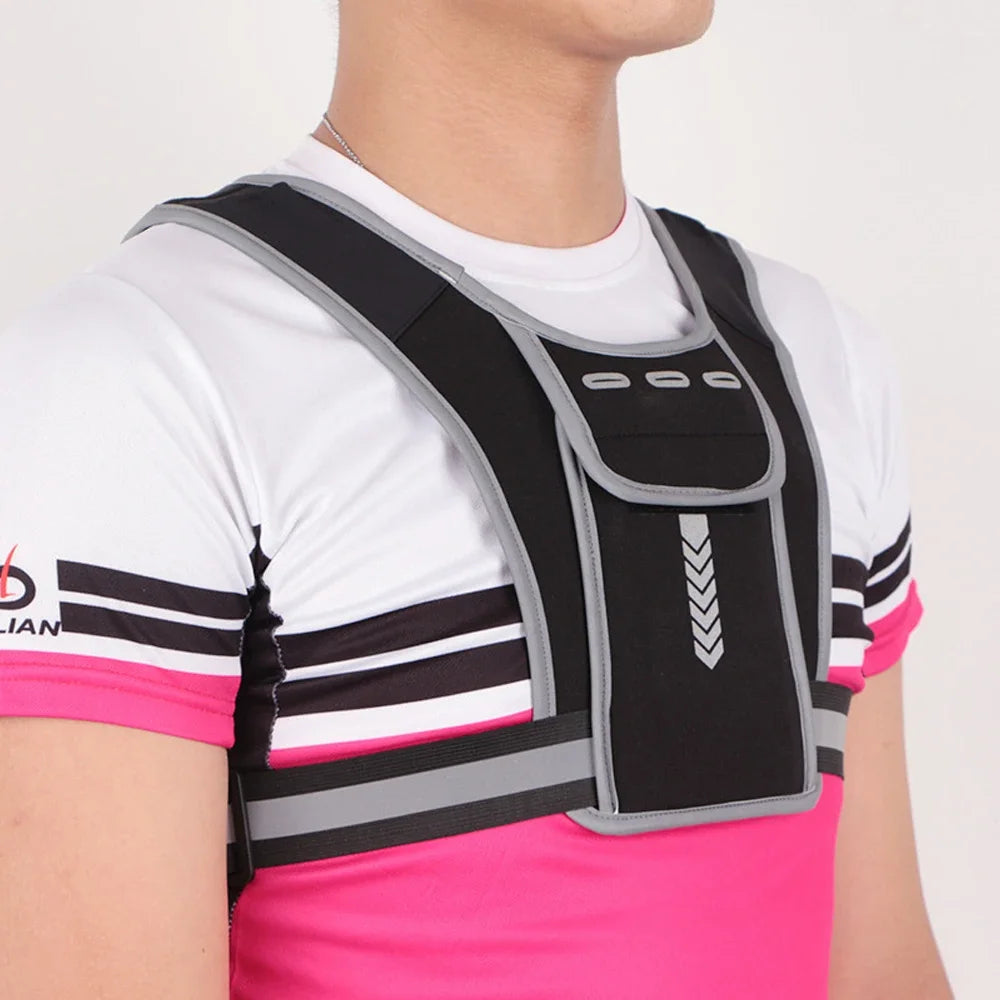 Running Vest Phone Holder for Men Women, Waterproof Cell Phone & Key Pouch, Reflective Hydration Vest Train Free Workout Gear