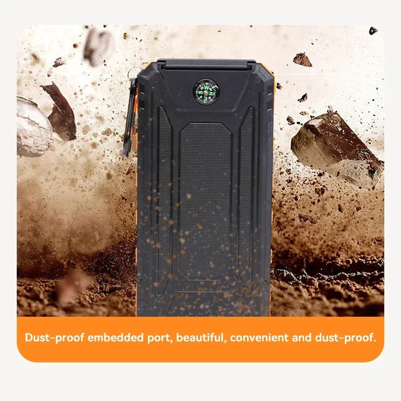 200000mAh Solar Power Bank Fast Charging Portable Large Capacity Charger Compatible For IOS Android USB-A and USB-C
