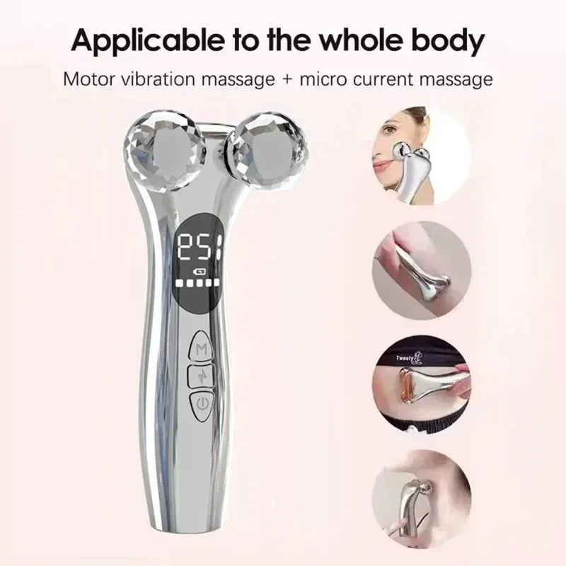 Upgrade Electric Facial Micro-current Beauty Instrument LED Display Face Lift Roller Massager Skin Tighten Massage Beauty Device