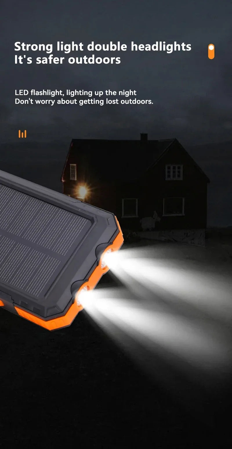 200000mAh Solar Power Bank Fast Charging Portable Large Capacity Charger Compatible For IOS Android USB-A and USB-C