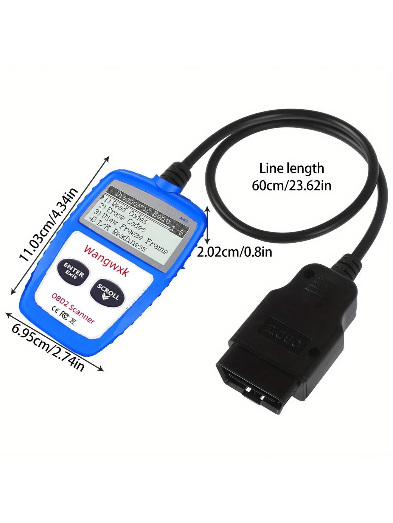 Automotive diagnostic tool OBD2 code reader digital display OBD 2 scanner multifunctional fault code clearing 16 pin universal