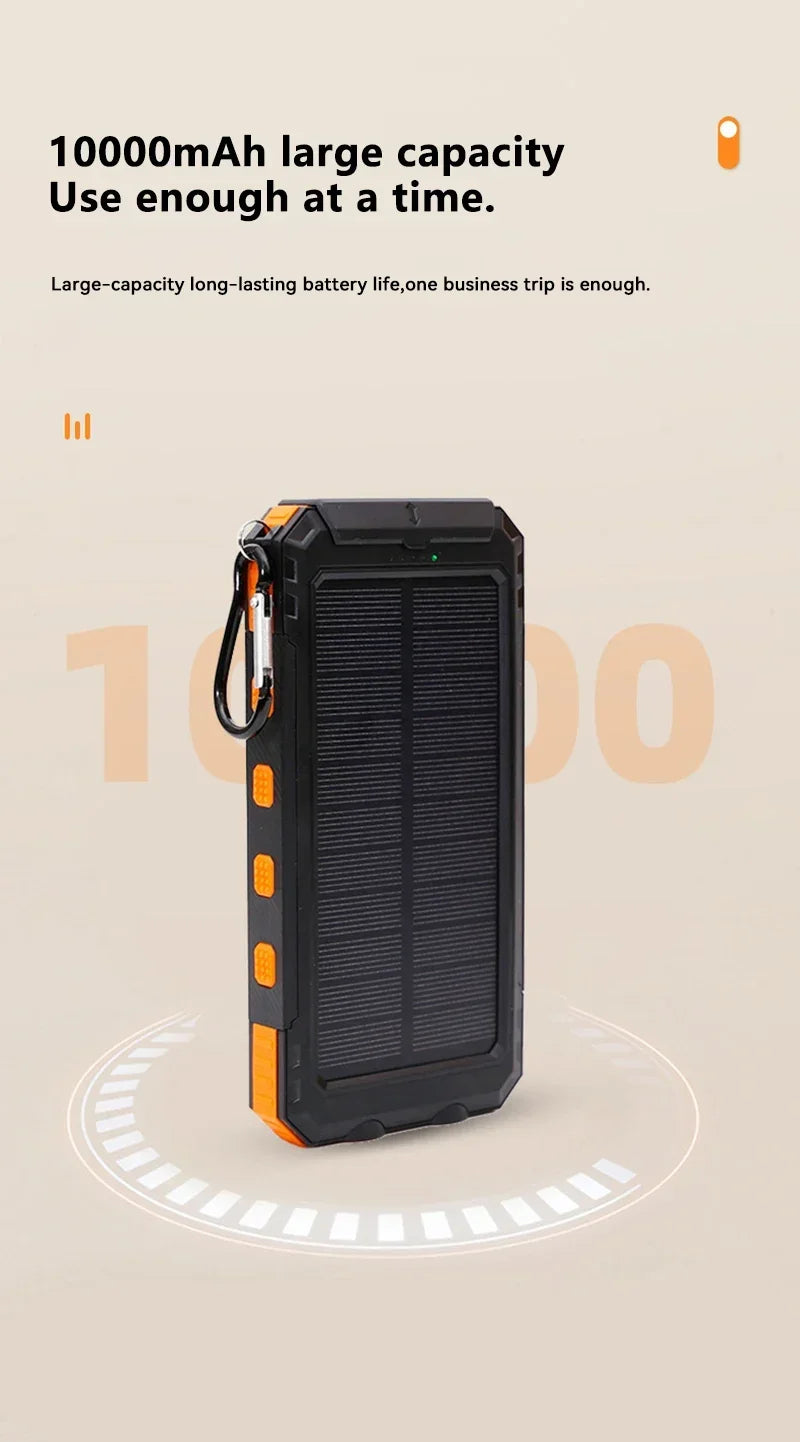 200000mAh Solar Power Bank Fast Charging Portable Large Capacity Charger Compatible For IOS Android USB-A and USB-C
