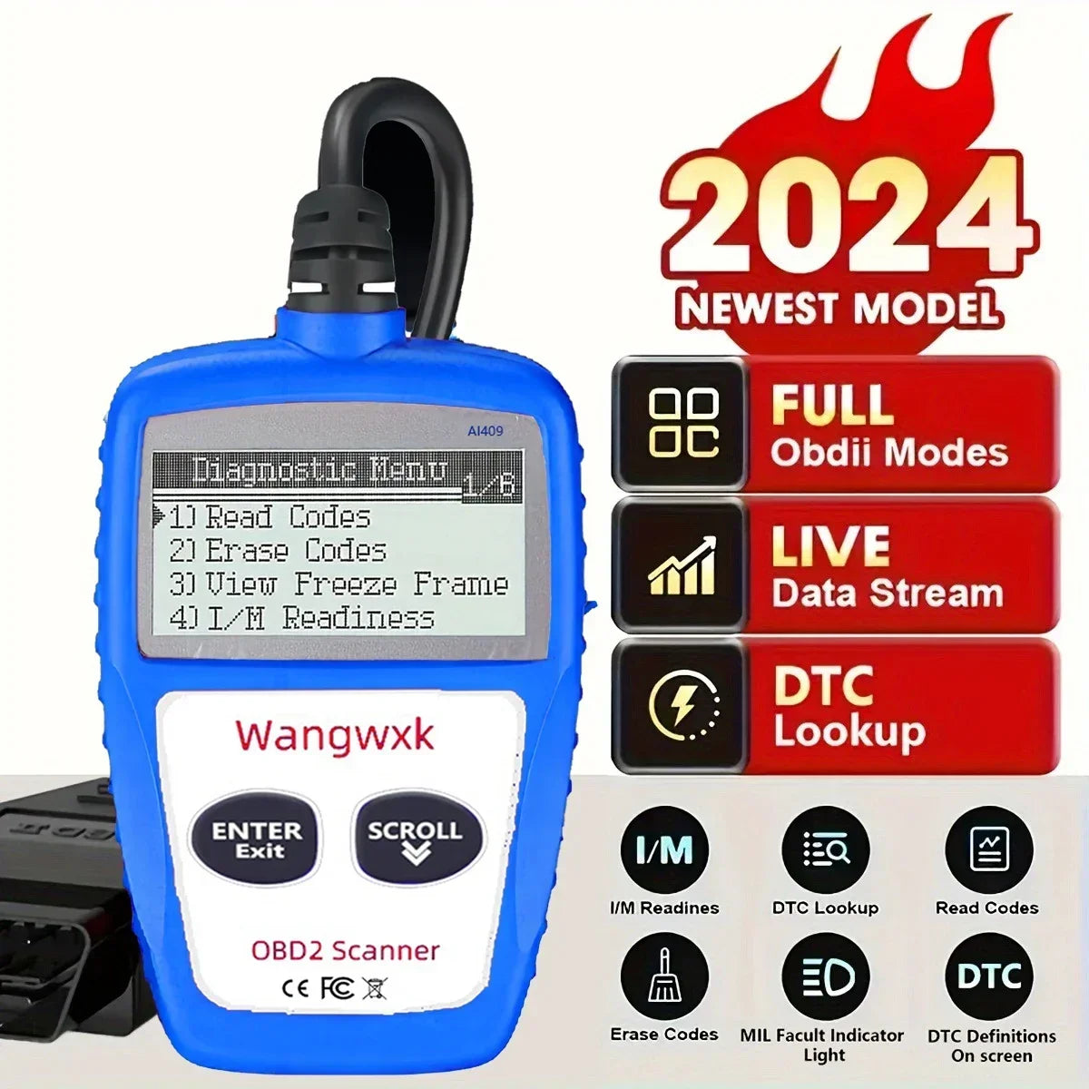Automotive diagnostic tool OBD2 code reader digital display OBD 2 scanner multifunctional fault code clearing 16 pin universal