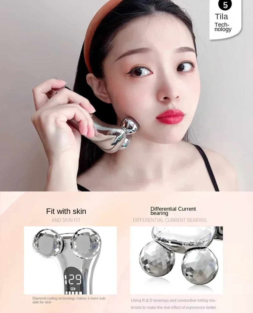 Upgrade Electric Facial Micro-current Beauty Instrument LED Display Face Lift Roller Massager Skin Tighten Massage Beauty Device