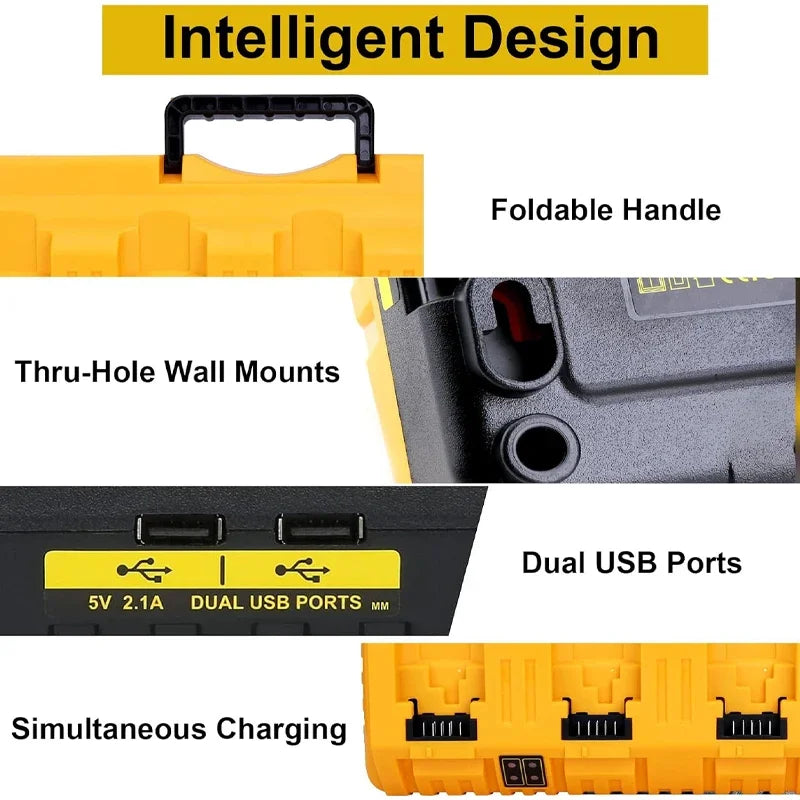 DCB104 Li-ion Battery Charger 4-Port 2A Current For Dewalt 10.8V 12V 14.4V 18V 20V 60V DCB127 DCB105 DCB118 DCB112 DCB119 DCB102