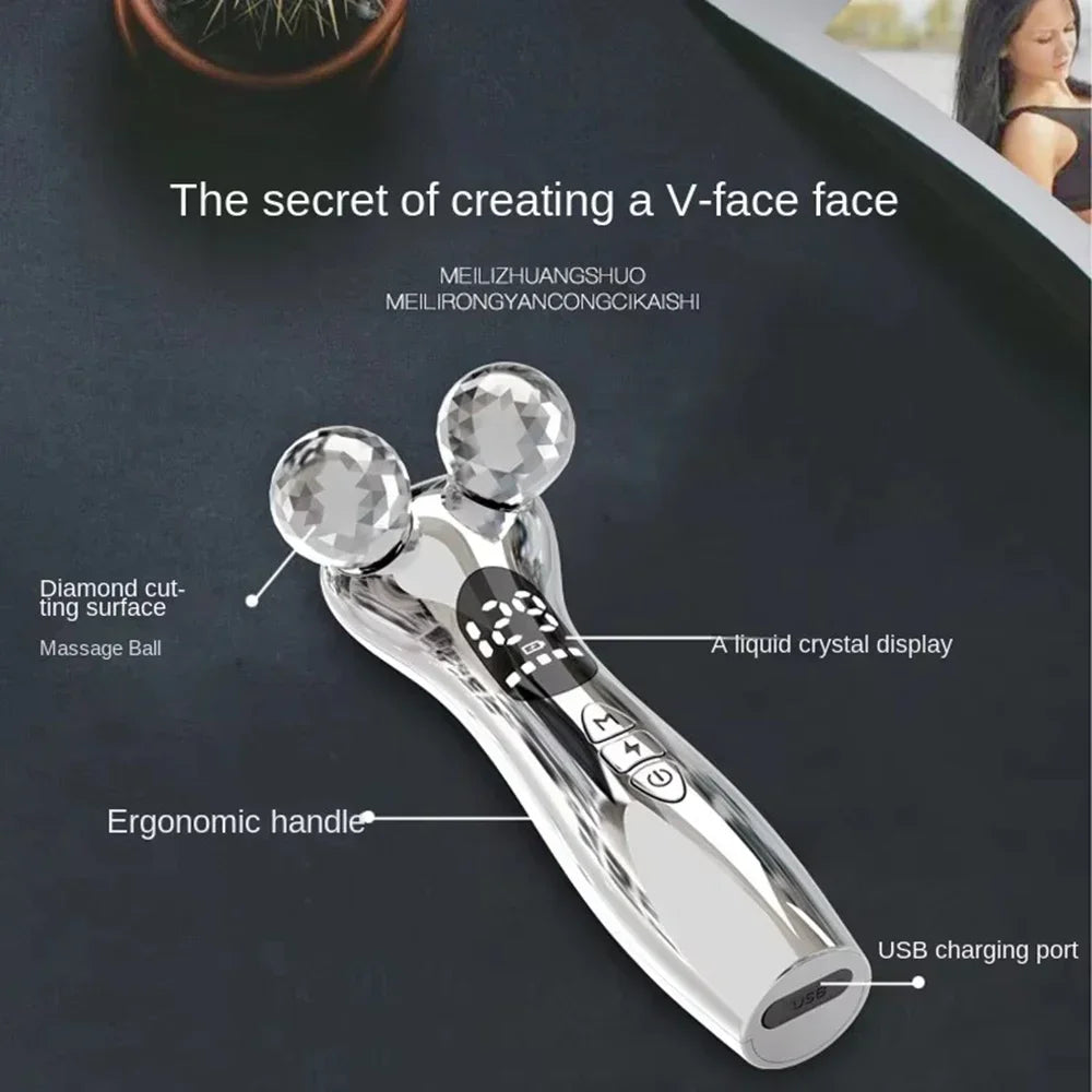 Upgrade Electric Facial Micro-current Beauty Instrument LED Display Face Lift Roller Massager Skin Tighten Massage Beauty Device