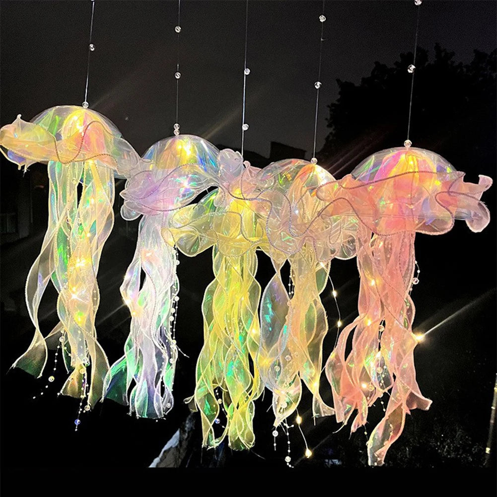 LED Jellyfish Lamp Colored DIY Mermaid Jellyfish Light Hand-held Luminous Lantern Girls Birthday Party Wedding Decor Night Light