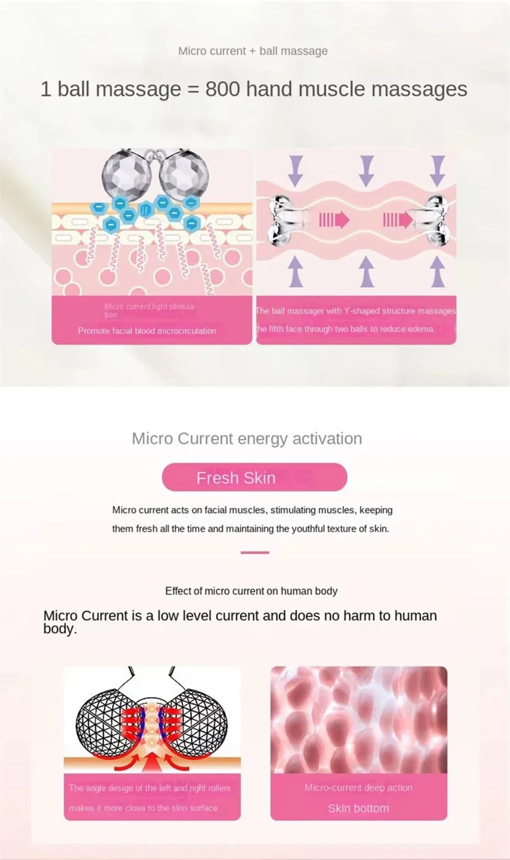 Upgrade Electric Facial Micro-current Beauty Instrument LED Display Face Lift Roller Massager Skin Tighten Massage Beauty Device