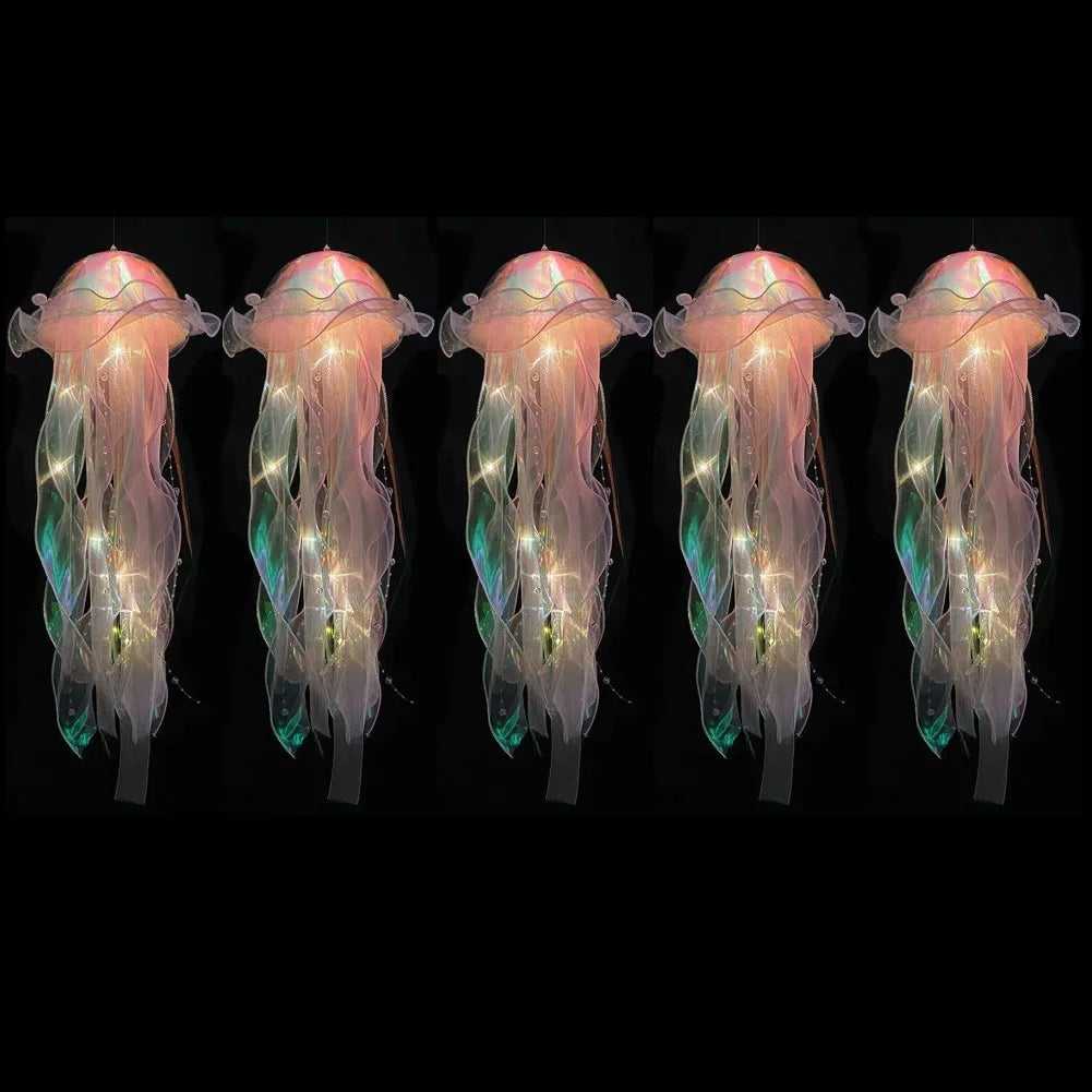 LED Jellyfish Lamp Colored DIY Mermaid Jellyfish Light Hand-held Luminous Lantern Girls Birthday Party Wedding Decor Night Light