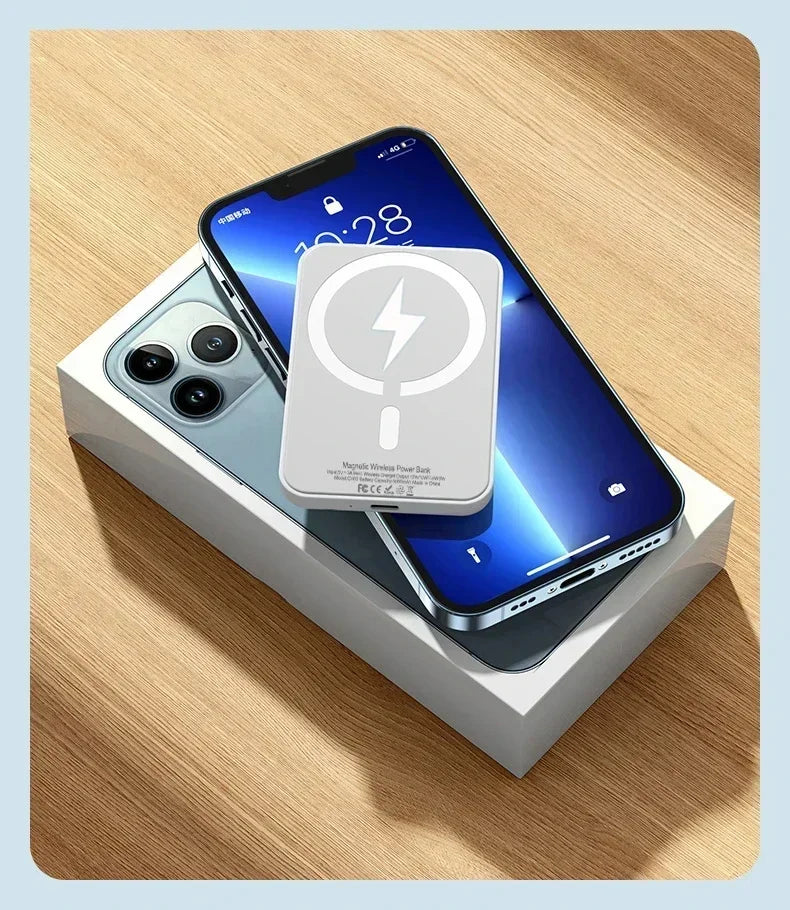 New 50000mAh Magnetic Wireless Power Bank for iPhone 12 13 14 15 Pro Max Portable Charger External Auxiliary Battery Pack