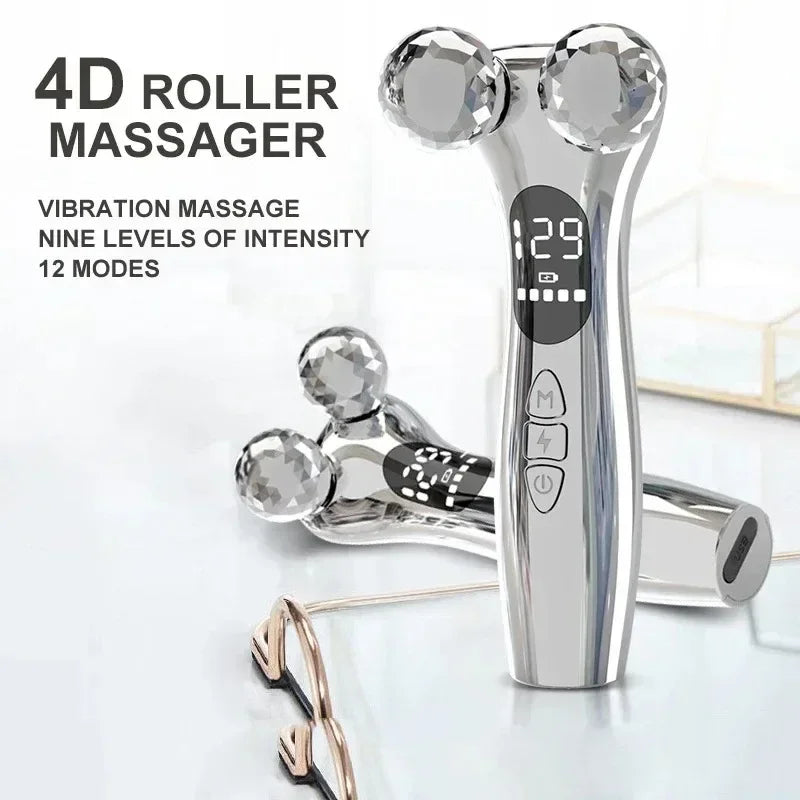 Upgrade Electric Facial Micro-current Beauty Instrument LED Display Face Lift Roller Massager Skin Tighten Massage Beauty Device