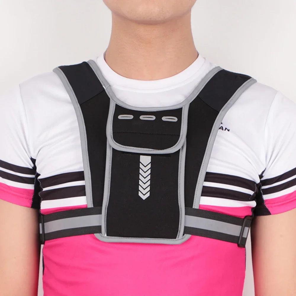 Running Vest Phone Holder for Men Women, Waterproof Cell Phone & Key Pouch, Reflective Hydration Vest Train Free Workout Gear
