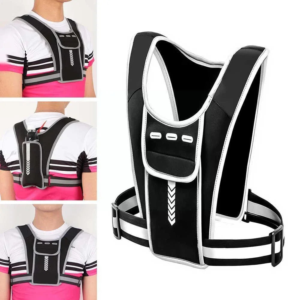 Running Vest Phone Holder for Men Women, Waterproof Cell Phone & Key Pouch, Reflective Hydration Vest Train Free Workout Gear