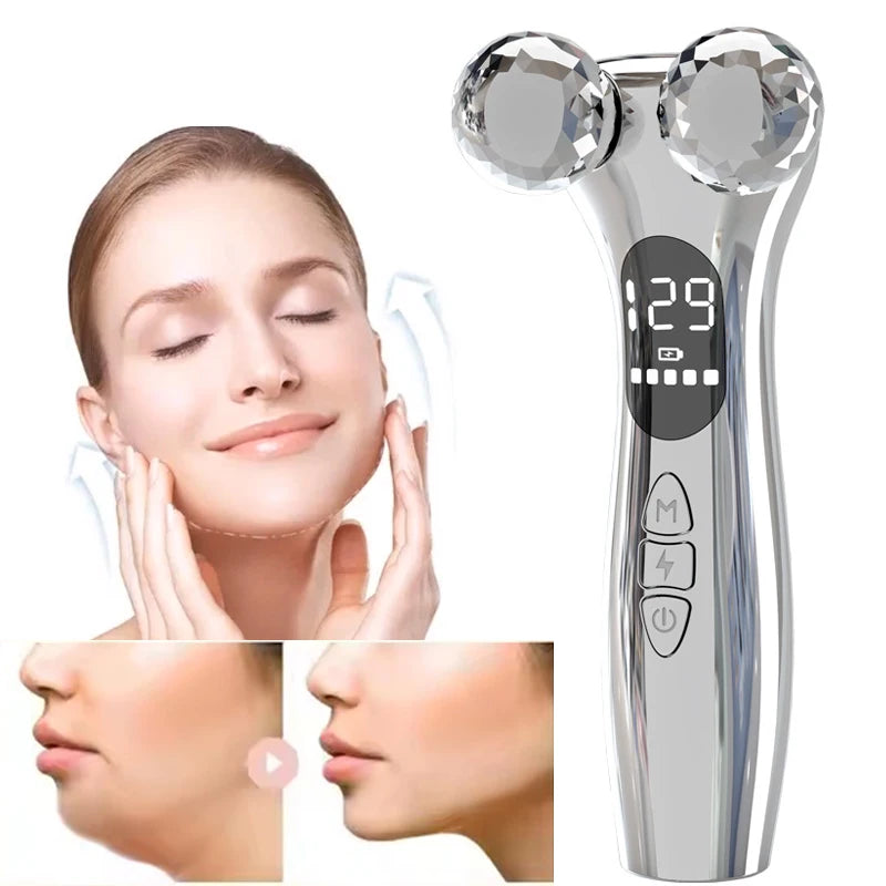 Upgrade Electric Facial Micro-current Beauty Instrument LED Display Face Lift Roller Massager Skin Tighten Massage Beauty Device