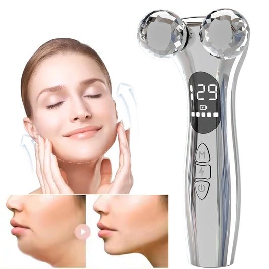 Upgrade Electric Facial Micro-current Beauty Instrument LED Display Face Lift Roller Massager Skin Tighten Massage Beauty Device