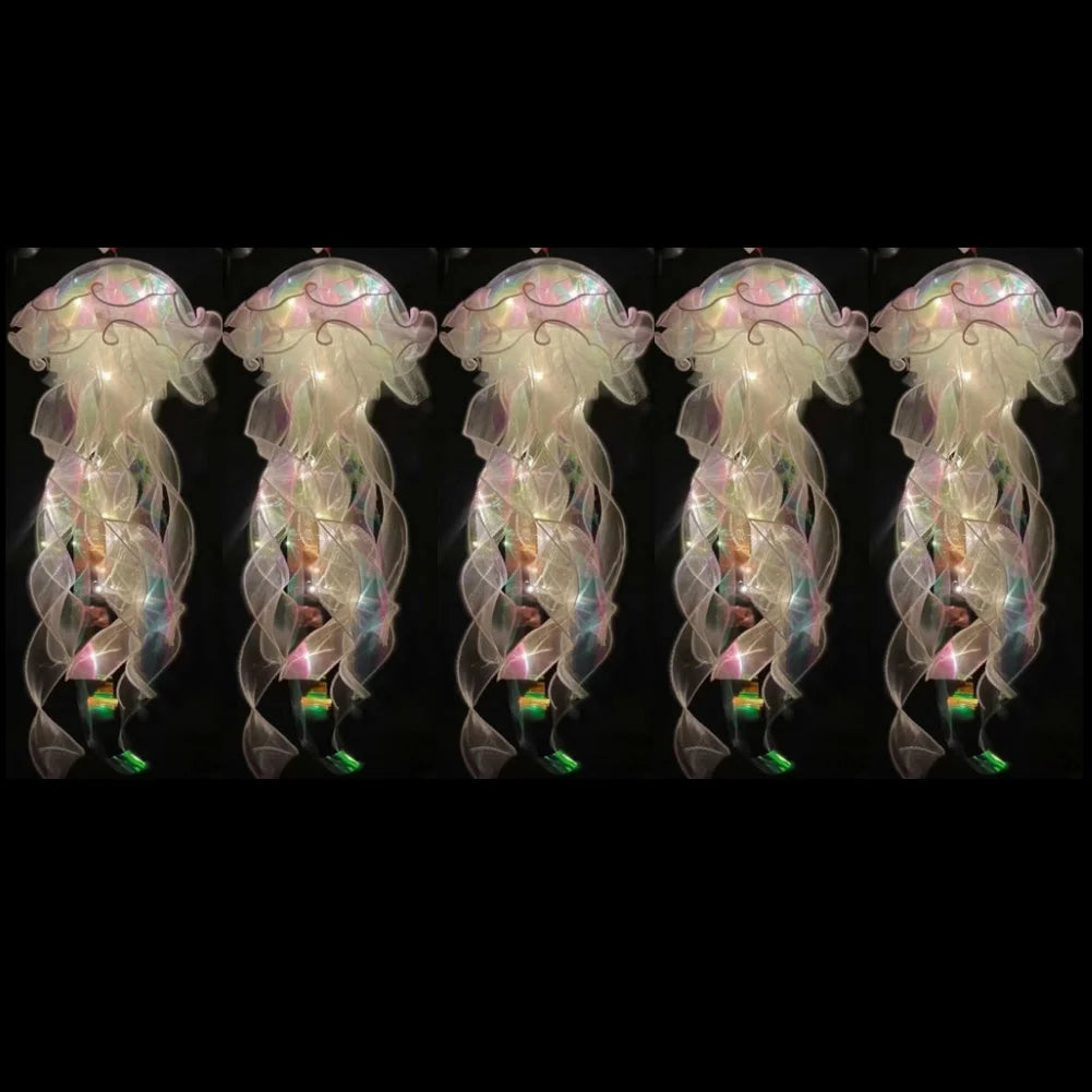 LED Jellyfish Lamp Colored DIY Mermaid Jellyfish Light Hand-held Luminous Lantern Girls Birthday Party Wedding Decor Night Light