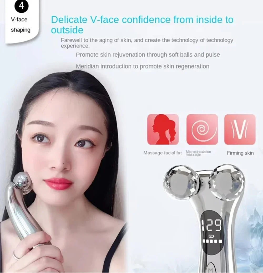 Upgrade Electric Facial Micro-current Beauty Instrument LED Display Face Lift Roller Massager Skin Tighten Massage Beauty Device