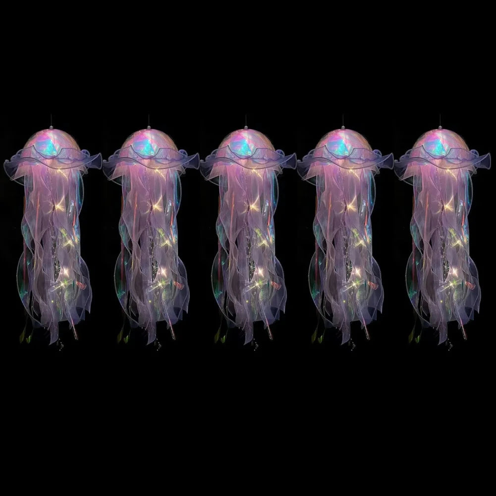 LED Jellyfish Lamp Colored DIY Mermaid Jellyfish Light Hand-held Luminous Lantern Girls Birthday Party Wedding Decor Night Light
