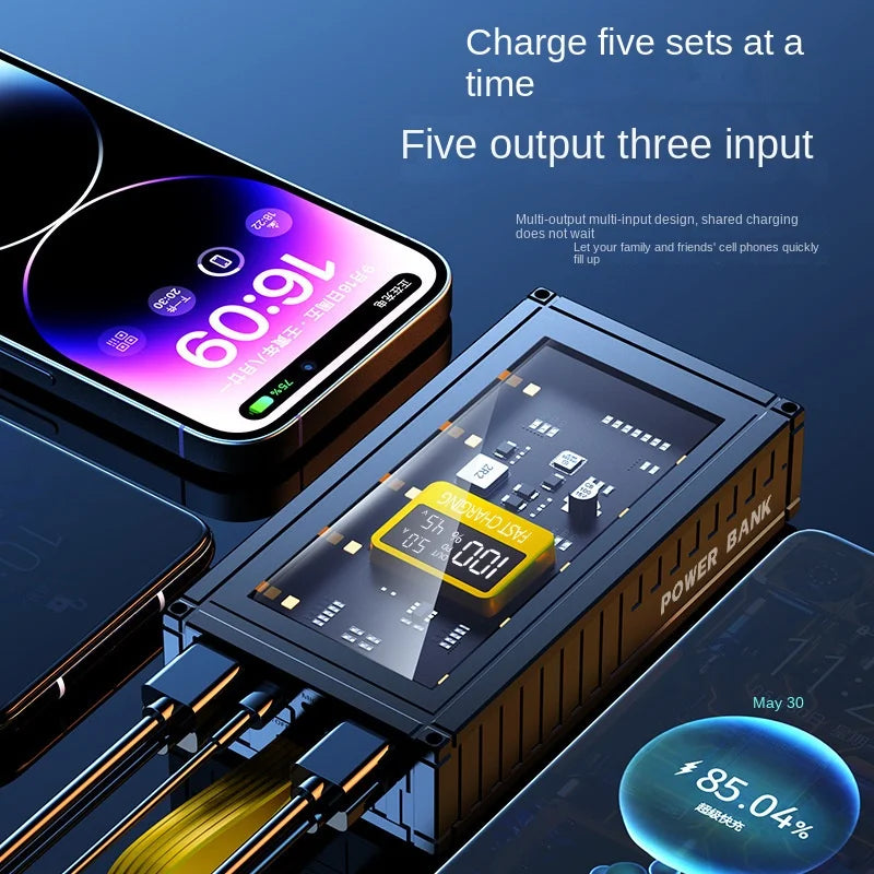 30000mAh 50000mAh 120W Fast Charging Transparent Power Bank 200000mAh Large-capacity Mobile Power Supply BCAK  Mobile Phones