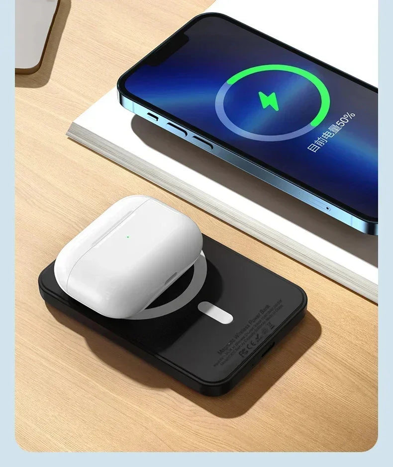 New 50000mAh Magnetic Wireless Power Bank for iPhone 12 13 14 15 Pro Max Portable Charger External Auxiliary Battery Pack