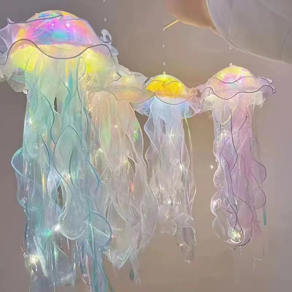 LED Jellyfish Lamp Colored DIY Mermaid Jellyfish Light Hand-held Luminous Lantern Girls Birthday Party Wedding Decor Night Light