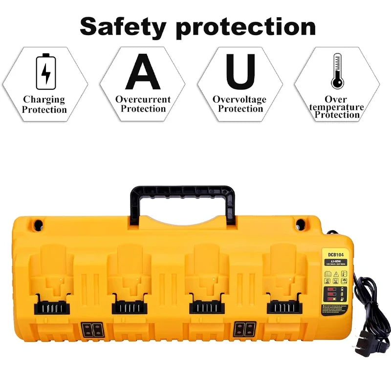 DCB104 Li-ion Battery Charger 4-Port 2A Current For Dewalt 10.8V 12V 14.4V 18V 20V 60V DCB127 DCB105 DCB118 DCB112 DCB119 DCB102