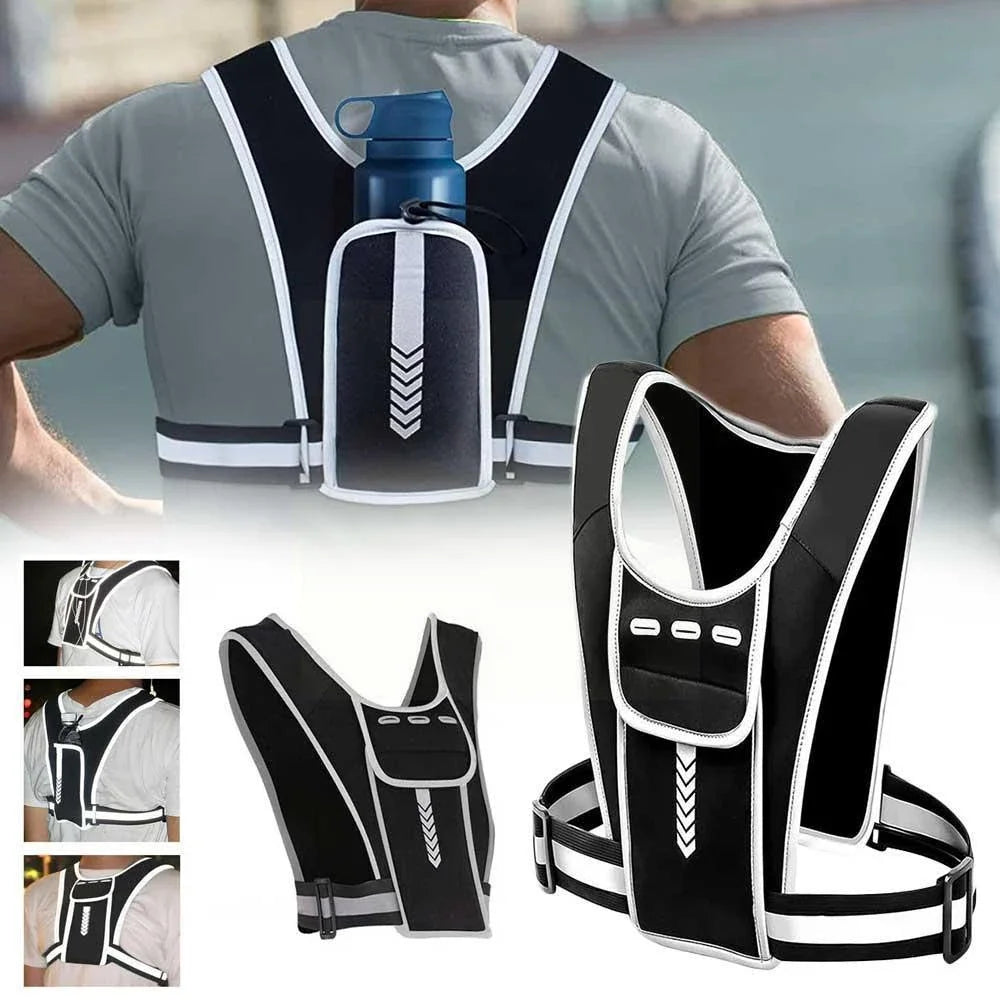 Running Vest Phone Holder for Men Women, Waterproof Cell Phone & Key Pouch, Reflective Hydration Vest Train Free Workout Gear