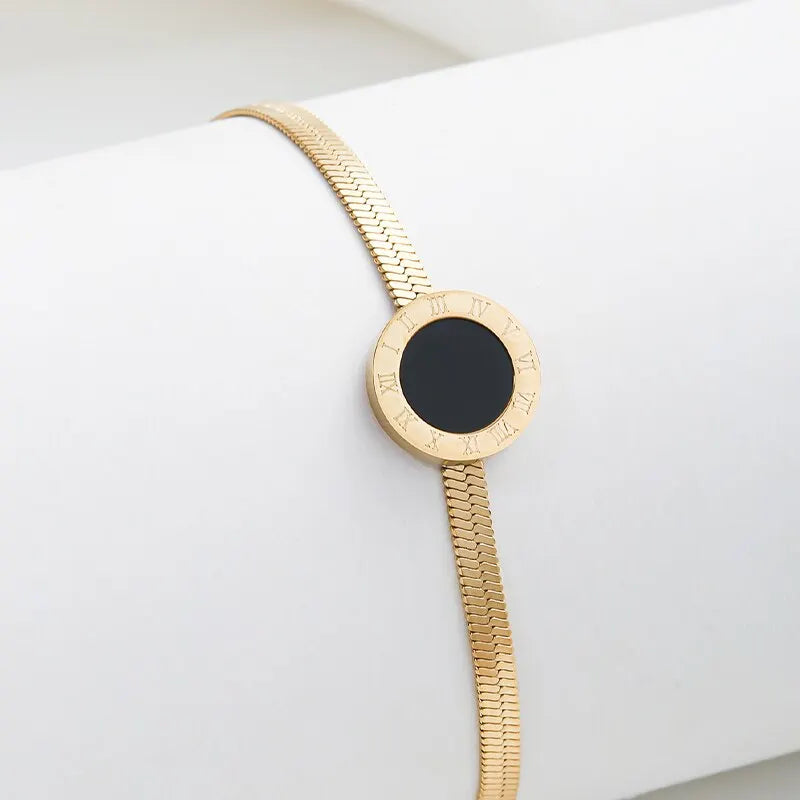 Fashion Round Black Bracelet For Women Simple Design Geometric Round Link Chain Bracelets Female Trendy Jewelry Gift